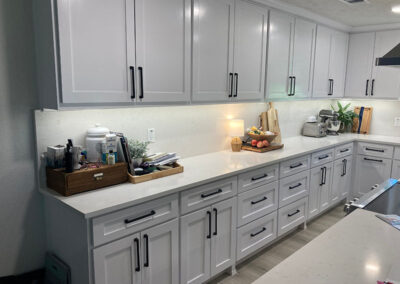 cabinet painting kitchen gray shaker cabinets black hardware quartz countertop