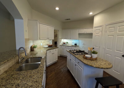 cabinet painting kitchen white cabinets island granite countertop tile backsplash