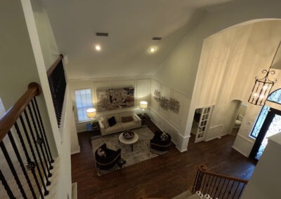 interior painting living room overhead view freshly painted walls entry foyer staircase