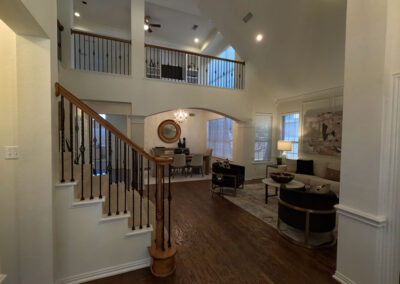 interior painting two story living room staircase freshly painted walls open floor plan