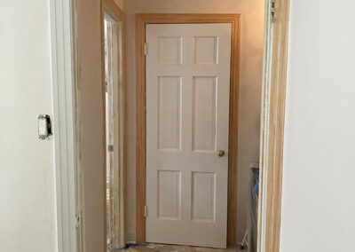 trim painting hallway door bare wood casing trim installed mid process