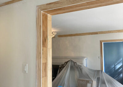 trim painting large doorway fluted casing trim bare wood installed surface preparation